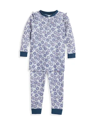 Little Girl's & Ruffle-Trim Printed Pajama Set