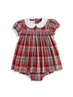 Baby Girl's & Little Plaid Peter Pan Collar Dress Bloomers Set