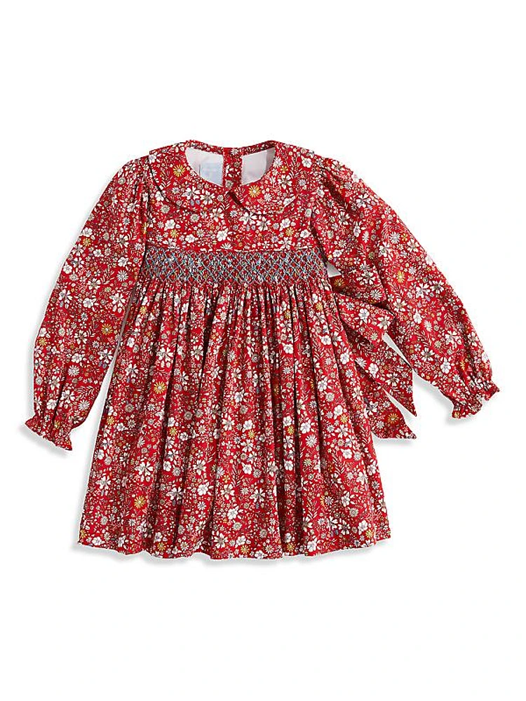 Baby Girl's & Little Girl's Peter Pan Smocked Floral Dress