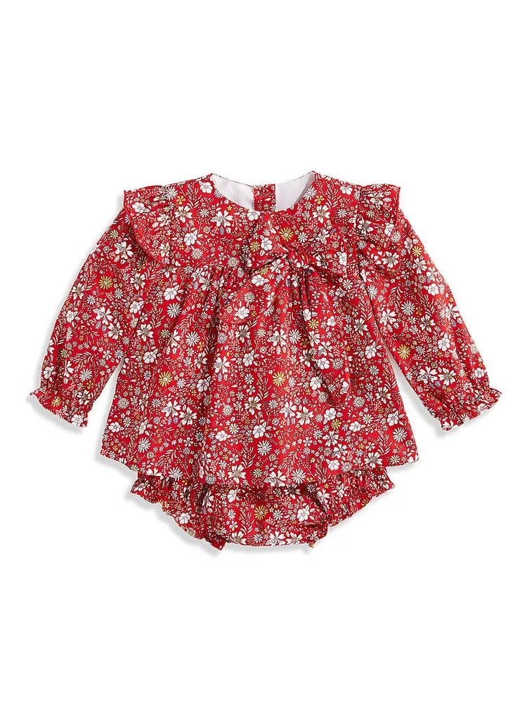 Baby Girl's Marilyn Ruffle-Trim Floral Blouse & Bloomers Set