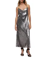 Hadley Sequin Cowlneck Midi-Dress