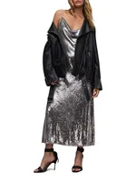 Hadley Sequin Cowlneck Midi-Dress