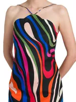 Printed Open-Back Silk Minidress