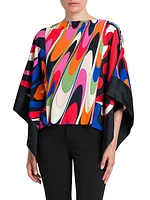 Printed Cape-Sleeve Top