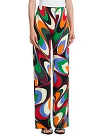 Printed Wide-Leg Jersey Pants