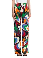 Printed Wide-Leg Jersey Pants