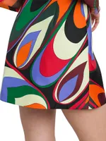 Printed Silk Wrap Miniskirt