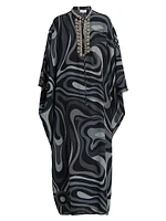 Crystal-Embellished Silk Caftan