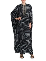 Crystal-Embellished Silk Caftan