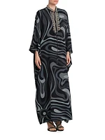 Crystal-Embellished Silk Caftan