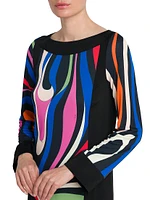 Printed Long-Sleeve Shift Dress