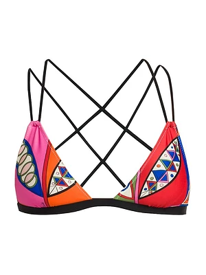 Printed Crisscrossed Bikini Top