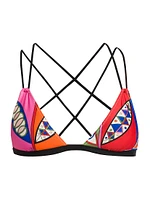 Printed Crisscrossed Bikini Top