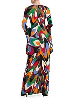 Printed Bell-Sleeve Gown