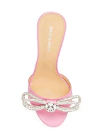 Double-Bow Satin Slide Sandals