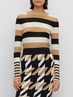 Wool Sweater With Horizontal Stripes And Crewneck