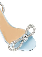 Double-Bow Embellished Satin Ankle Sandals