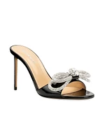 Crystal Bow Patent Leather Slide Sandals