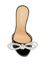 Crystal Bow Patent Leather Slide Sandals