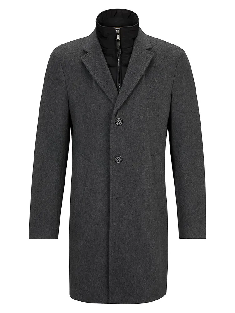 Wool-Blend Coat With Zip-Up Inner