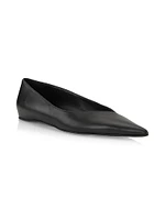 Asymmetric Leather Ballerina Flats