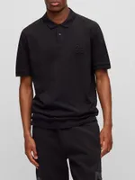 Stacked Logo Embossed Polo Shirt Cotton Piqué