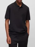 Stacked Logo Embossed Polo Shirt Cotton Piqué