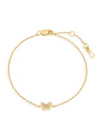 Adeline 14K-Yellow-Gold Vermeil & White Topaz Butterfly Charm Bracelet