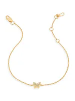 Adeline 14K-Yellow-Gold Vermeil & White Topaz Butterfly Charm Bracelet