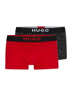 Two-Pack Of Stretch-Cotton Trunks With Logo Waistbands