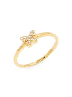 Adeline 14K Gold-Vermeil & White Topaz Butterfly Ring