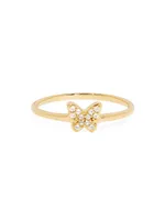 Adeline 14K Gold-Vermeil & White Topaz Butterfly Ring