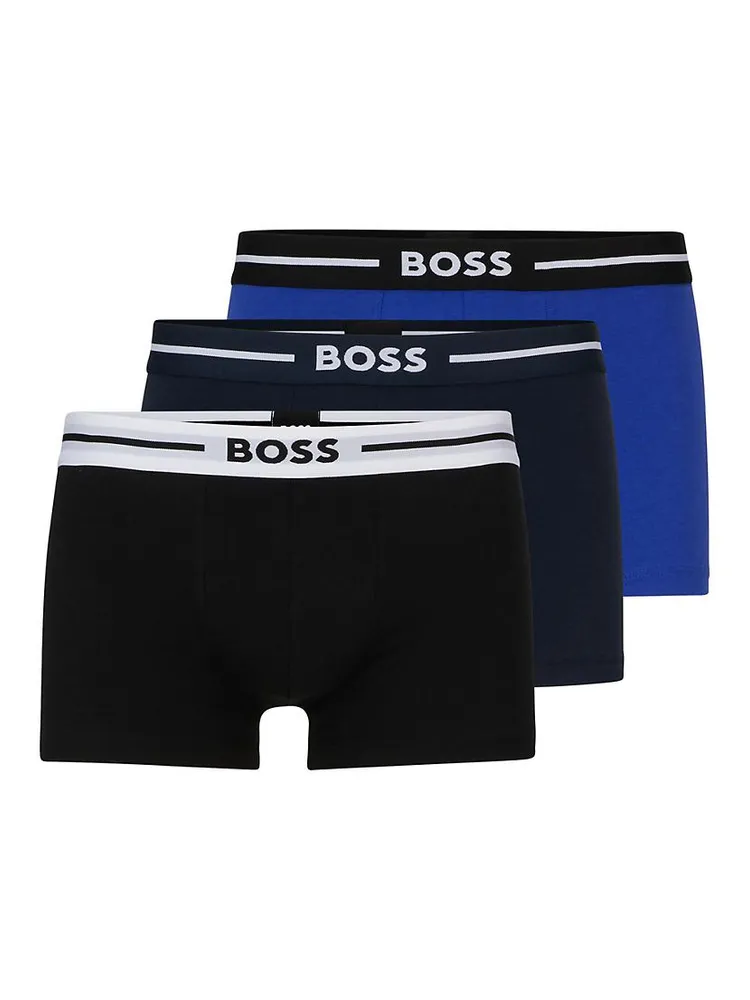 Three-Pack Of Stretch-Cotton Trunks With Logo Waistband