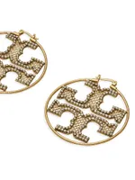 Miller 18K-Gold-Plated & Glass Crystal Logo Hoop Earrings