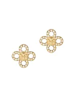 Kira 18K-Gold-Plated & Glass Crystal Clover Stud Earrings