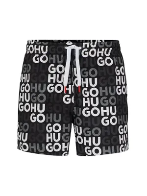 Swim Shorts With All-Over Logo Print