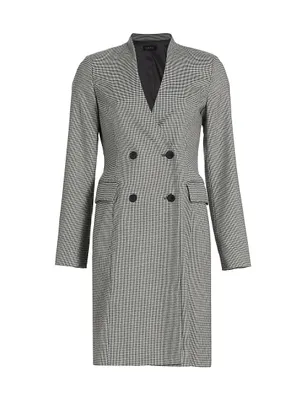 Houndstooth Double-Breasted Blazer Dress