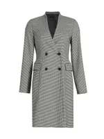 Houndstooth Double-Breasted Blazer Dress