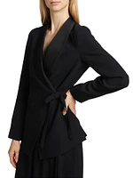 Satin-Collar Wrap Jacket