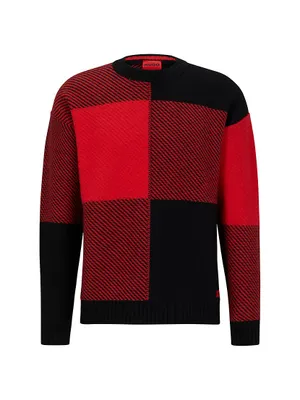 Relaxed-Fit Sweater With Jacquard-Woven Vichy Check