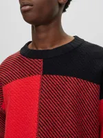 Relaxed-Fit Sweater With Jacquard-Woven Vichy Check