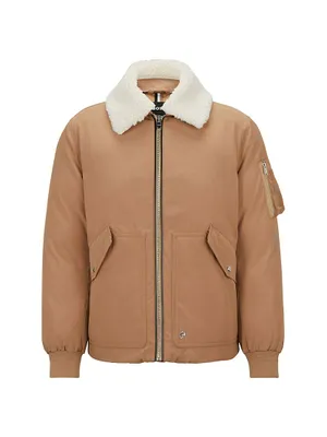 Water-Repellent Jacket With Faux-Fur Collar
