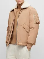 Water-Repellent Jacket With Faux-Fur Collar