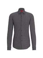 Slim-Fit Shirt Printed Performance-Stretch Canvas