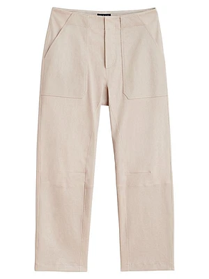 Leather Mid-Rise Straight-Leg Pants