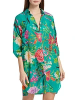 Floral Cotton & Silk Cover-Up Mini Dress