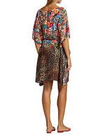 Belted Floral & Cheetah-Print Coverup