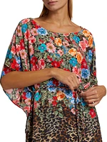 Belted Floral & Cheetah-Print Coverup