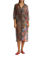 Semi-Sheer Cheetah & Floral-Print Coverup