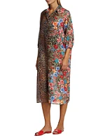 Semi-Sheer Cheetah & Floral-Print Coverup